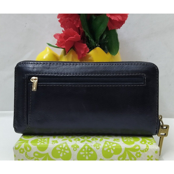 Fossil Patchwork Multicolor Leather Zip Around Credit Card Wallet - Picture 2 of 16